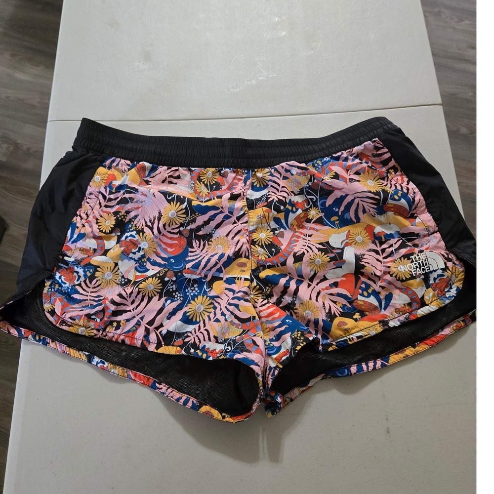 The North Face Hydrenaline Shorts Womens XL Black Pink Floral